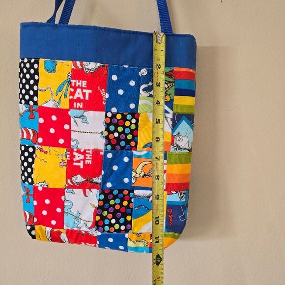 Dr Seus Colorful Patchwork Tote Bag Hand Made - Picture 4 of 8